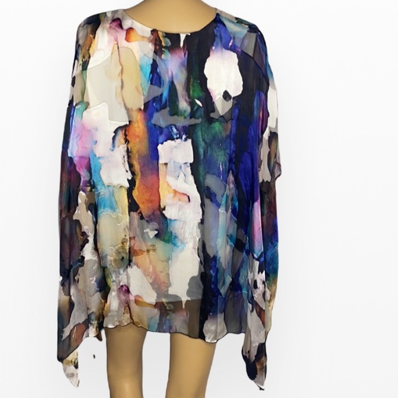 Caroline Rose Hand Painted Devore Caftan, Petite - Picture 8 of 9